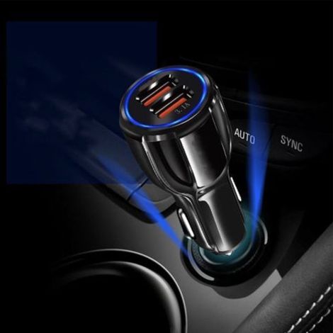 Chargeur Voiture USB Double Port QC3.0 Rapide Intelligent Universel 12V-24V pour Téléphone et Tablette (1/5)