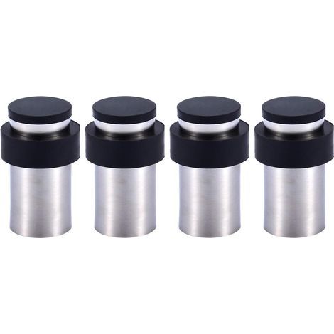 Tope de puerta de acero inoxidable de 6 cm con goma, para montaje en suelo o pared (juego de 4) (1/4)