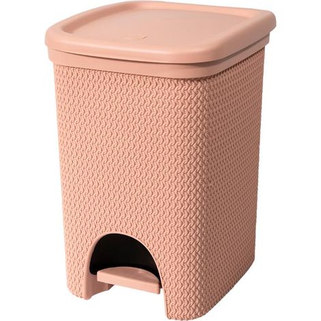 Pattumiera Bidone con Pedale Intreccio Rosa Cipria 18 Litri