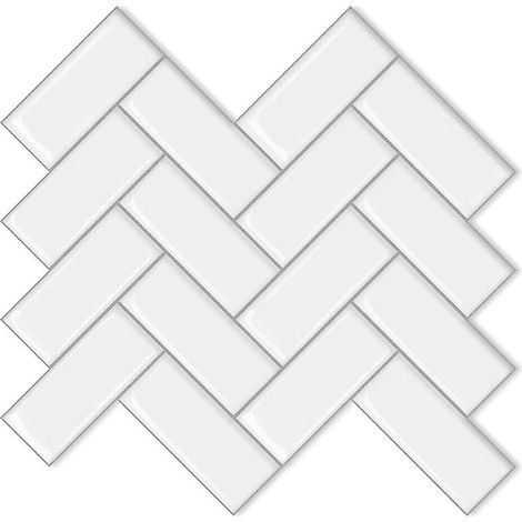 papier Peint Carrelage Autocollant Blanc 30 X 30 Cm Style Mosaque Sticker Mural Film Dcoratif Impermable Pour Carreaux De Mur De Salle De Bains Et (1/3)