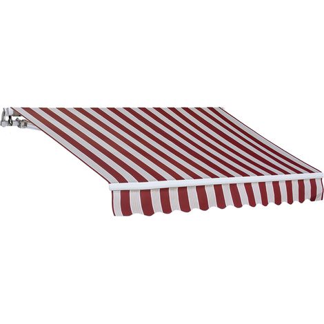 Tenda da sole estensibile 250 x 200 centimetri tenda parasole barra quadra tenda da sole con manovella colore bordeaux rigato