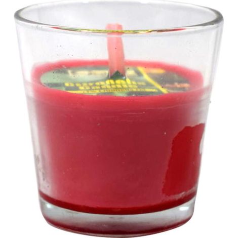 Duftkerze mit rotem Citronella-Duft für den Außenbereich
