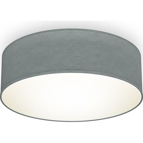 B.K.Licht Plafoniera in tessuto grigio, attacco per lampadina E27 non inclusa, Lampada da soffitto diametro 30cm, Lampadario moderno per salotto o camera da letto, IP20 (1/5)