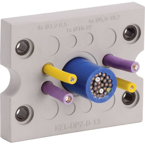 Icotek KEL-DPZ-B25 Kabeldurchführungsplatte Klemm-Ø (max.) 6.5 mm Polyamid, Elastomer Grau 1 St.