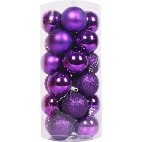 Boule De Noel - 24 Pièces - Diamètre 6 Cm - En Plastique Résistant Aux Chocs - Pour Arbre De Noël Décoration Intérieure - Lot Complet (1/5)