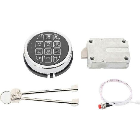 Serrure électronique de remplacement pour coffre-fort avec solénoïde et 2 clés de secours, clavier chromé, coffre-fort ignifugé et plus encore (1/5)
