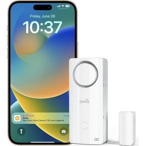 Alarme Porte Thread, Détecteur Ouverture Porte avec Thermomètres, Hygromètres, 120 dB, Activation Automatique des appareils (1/5)