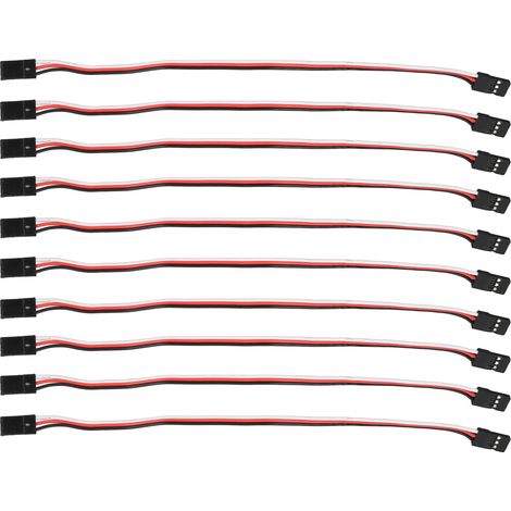 10 câbles d'extension servo à 3 conducteurs pour voitures miniatures, câble de connexion pour servomoteur avec âme intérieure en laiton de 200 mm, femelle à femelle. (1/5)