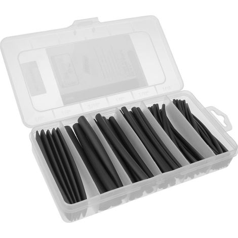 Schrumpfschlauch-Set - schwarz mit Innerkleber - 10 cm - 85 Teile - in Sortimentsbox (1/2)
