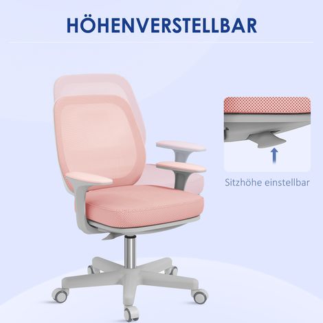 Fauteuil de bureau ergonomique, chaise pivotante réglable en hauteur 55 x 48 x 82,5-94,5 cm Rose (1/4)
