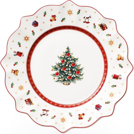 Toy's Delight Assiette petit-déjeuner, 24 cm, Porcelaine, Blanc/Rouge (1/5)