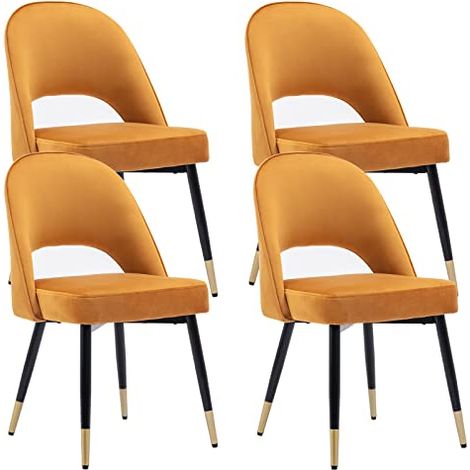 Wahson Dining Chairs 4Pcs in Velvet Modern Kitchen Chairs with Backrest for Living Room Restaurant Cafe, Beige