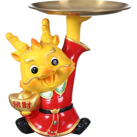 Schreibtischornament aus Kunstharz, das einen chinesischen Drachen darstellt, Tierskulptur für das Armaturenbrett im Auto, Stil 7. (1/2)
