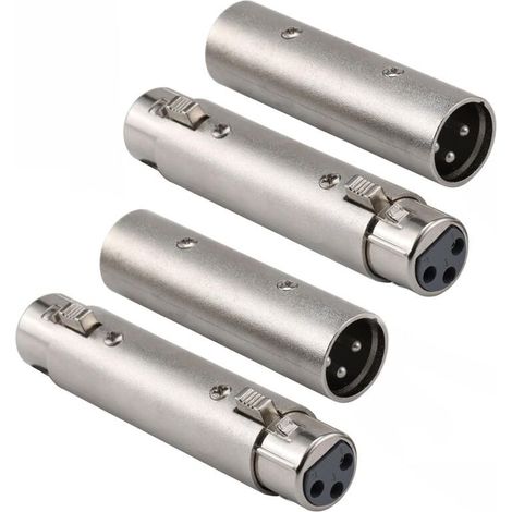 4 Pièces Adaptateur XLR vers XLR, Coupleur Connecteur XLR 3 Broches Mâle à Mâle / Femelle à Femelle Compatible Microphone, Table de Mixage Audio (1/5)