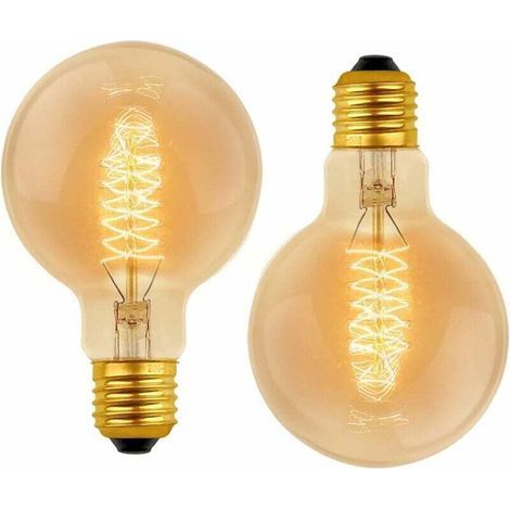 Ampoule Vintage G80 E27 Dimmable 40W Blanc Chaud 2700K, AC 220V, Ampoules de Décoration à Incandescence Rétro E27 Spirale Tungstène Filament Lampe, lot de 2 (1/5)