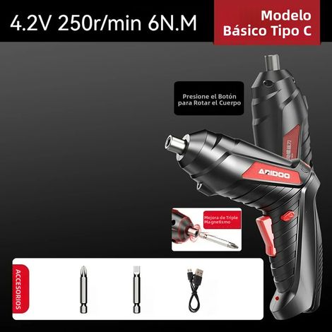 (Modèle C Basic) Kit de tournevis électrique sans fil rechargeable 4,2 V avec batterie et perceuse (1/5)