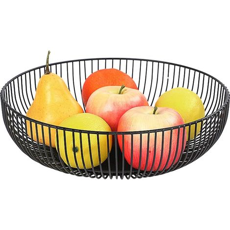 Corbeille à Fruits Wire 27,5x9 cm Corbeille à Fruits Arrondie Design Ajouré Rangement Noir (1/5)