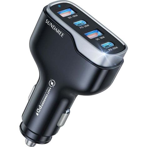 Car Charger 120W 4 USB Ports Cigarette Lighter Super Fast Flash Charging Private Model Black (1/4)