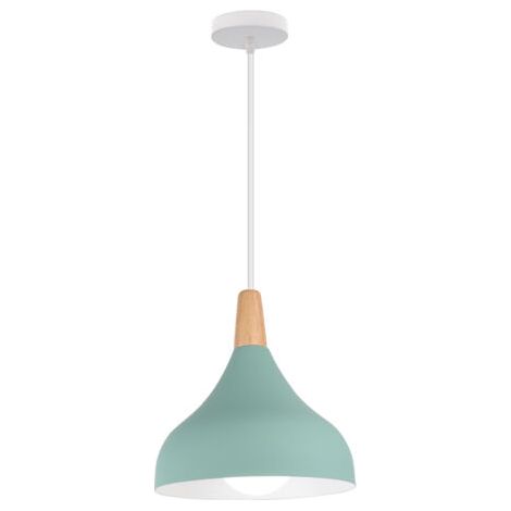 royaluxe- Lampe À Suspension Moderne Plafonnier D'Intérieur Lustre Minimaliste Abat-Jour En Métal, Vert Pour Chambre À Coucher, Cuisine, Bureau, E27 (1/5)