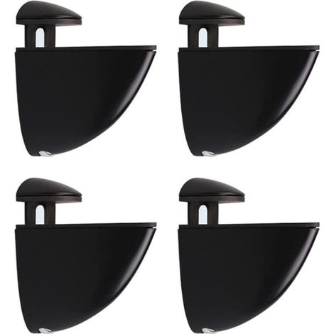 4-teiliges Set verstellbarer Glasregalhalterungen aus Zinklegierung, geeignet für Holz/Glas mit einer Dicke von 2-23 mm (schwarz) (1/3)