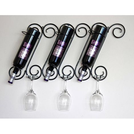 Weinregal "Tinto" Flaschenständer Metall 60 cm Flaschenhalter Wandregal