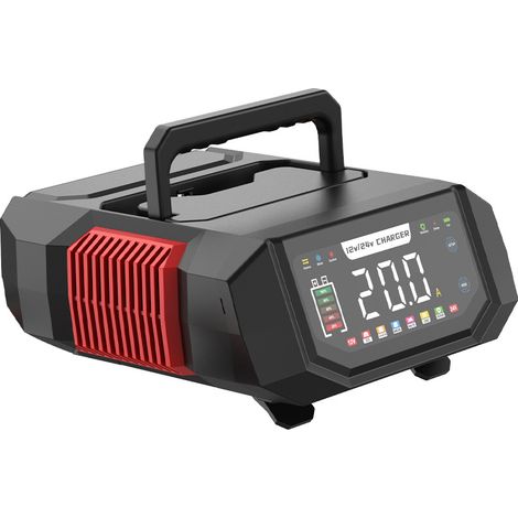 Chargeur Batterie Voiture & Moto 12V 20A/24V 10A Intelligent - Courant Réglable (1A-20A), Mode Réparation & Maintien de Charge pour Plomb, AGM, Gel, Lithium LiFePO4, Camion, Camping-Car (1/4)