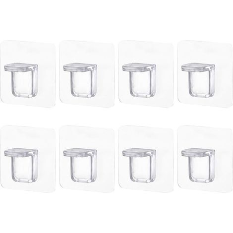 Lot de 8 chevilles de support d'étagère adhésives en plastique sans clou pour armoire de cuisine, étagères, placard, tableau, 6 cm x 6 cm (1/5)