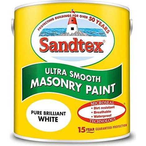 Sandtex 15 Year Microseal Smooth Masonry - Brilliant White - 2.5L