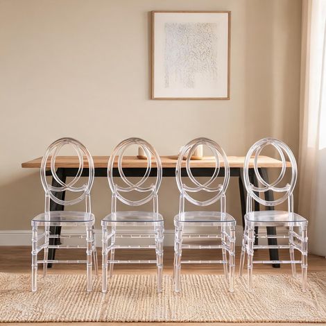 Lot de 4 chaises de salle à manger transparentes en ABS PC (1/5)