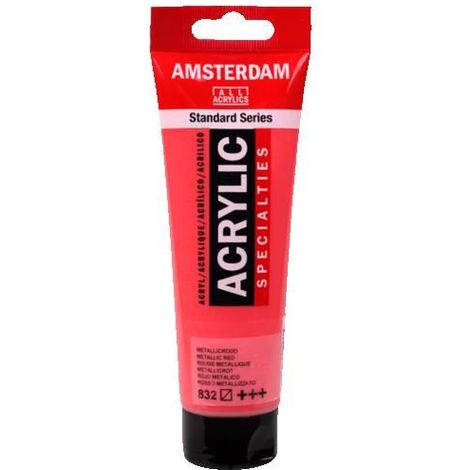 Peinture acrylique - AMSTERDAM - Metallic Red - 120 ml - Résistant à la lumière - Satiné (1/2)