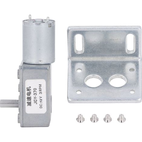 Moteur à engrenages auto-verrouillable 12V CC, arbre unique 12mm, réducteur à vis sans fin réversible, couple 4-25 kg.cm, vitesse 3 tr/min.