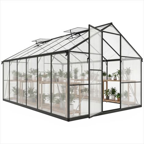 Serre de jardin 363 x 247 x 205 cm aluminium polycarbonate noir (1/5)