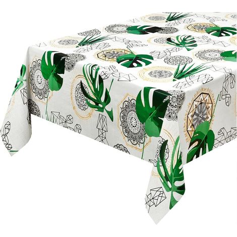 Tovaglia Antimacchia Cucina Moderna Tela Cerata Felpata Proteggi Copri Tavolo Felce - 140x140 cm