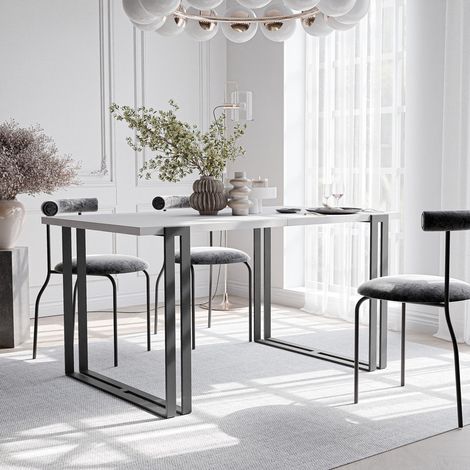 Table à Manger Extensible HOLTE - 4-8 personnes - 120x80x76 cm - Rectangulaire - Noir / Blanc (1/5)