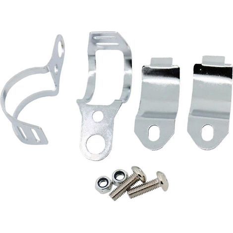 Support de phare et de clignotants de moto à fixation par fourche, argenté (1/4)