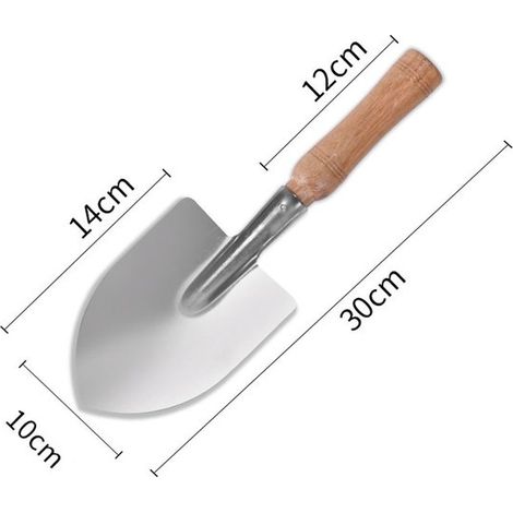Paletta da giardino in acciaio inox con manico in legno, lama larga con finitura opaca per piantare e scavare - Argento, beige (1/5)