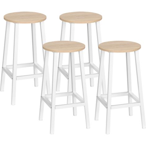HOMCOM conjunto de 4 taburetes de bar taburetes altos de cocina con patas de acero y reposapiés carga 75 kg para salón comedor 32,5x32,5x65 cm (1/5)
