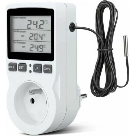 Prise programmable -Prise Thermostat, Prise Minuteur Digital, Prise Programmable Digitale avec Sonde, Minuterie Numérique Programmable, Prise Thermostat chauffage pour Serre, Aquarium (1/4)