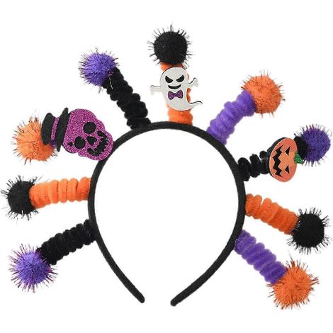 Serre-têtes tête de mort uniques, confortables à porter, accessoire de coiffure tendance pour les costumes d'Halloween, 9 mèches de cheveux (1/5)