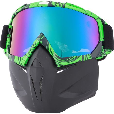 Masque de protection pour moto, sports de plein air, cyclisme, lunettes coupe-vent, casque, ski, noir et vert