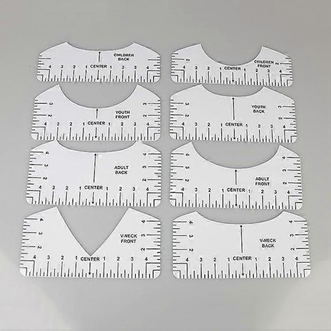 T-Shirt-Lineal-Set mit Zentrierlinealen und 150 cm langem, weichem Maßband für Erwachsene und Kinder (1/5)