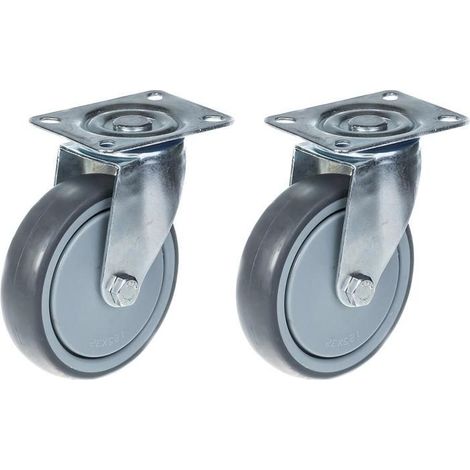 Rollen - ZHONGSHAN - 125mm - Graues Gummi - 2er-Pack - Drehbar 260kg