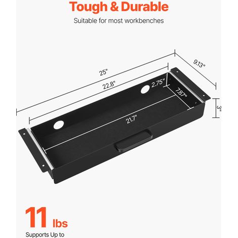 Tiroir Coulissant sous Bureau, 635x232x75 mm, Tiroir Organisateur de Rangement de Bureau Caché, Capacité de Charge 5 kg, Espace Éco… (1/5)
