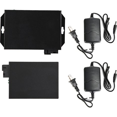 Convertisseur de média réseau 10M/100M/1000M Fibre optique émetteur-récepteur Gigabit 100-240V prise US (1/5)