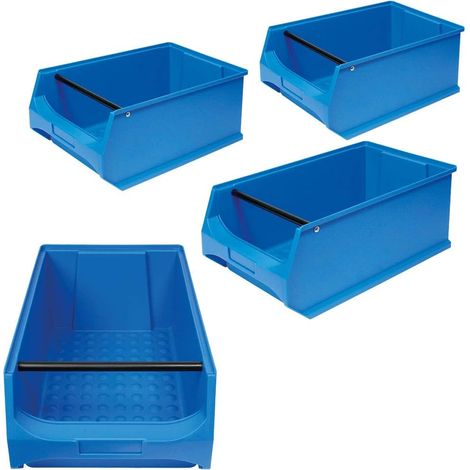 BRB 4x Sichtbox"PROFI" LB 2T mit Tragstab, LxBxH 500x300x200 mm, Inhalt 21 Liter, blau
