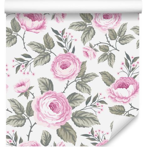 Bellissima e delicata carta da parati con rose per soggiorno e camera da letto, 50x1000 cm (1/5)