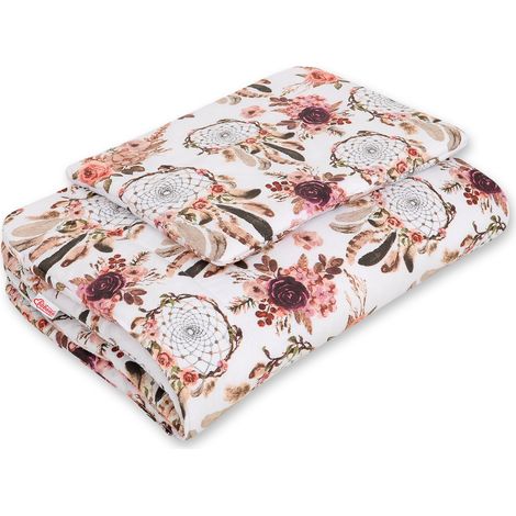 Juego de cama para bebé con relleno, 2 piezas, 75x100cm RECIÉN NACIDO - atrapasueños florales (1/2)
