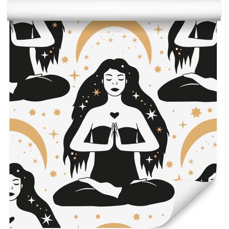Carta da parati Donne e Astrologia grafite e marrone, sfondo marrone 50x1000 cm (1/5)