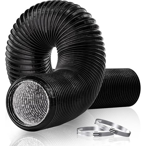 Climatiseur Mobile 150mm Flexible, 5 m Gaine Évacuation Climatisation avec 2 Colliers, Φ 15 cm pour Tuyau Climatiseur Mobile, Hotte, Ventilation, Noir (1/5)