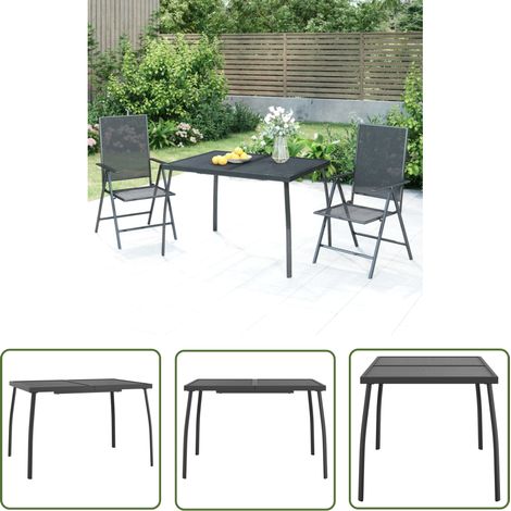 The Living Store Gartentisch Anthrazit 110x80x72 cm Stahlgitter - Gartentisch - Outdoortisch - Terrassenmöbel - Balkonmöbel - Esstisch (1/5)